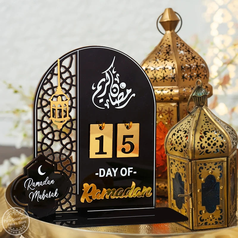 Acrylic Ramadan Countdown Calendar Gifts Day of Ramadan Calendar with Replacing Number 2026 Eid Mubarak Home Decoration Ornament