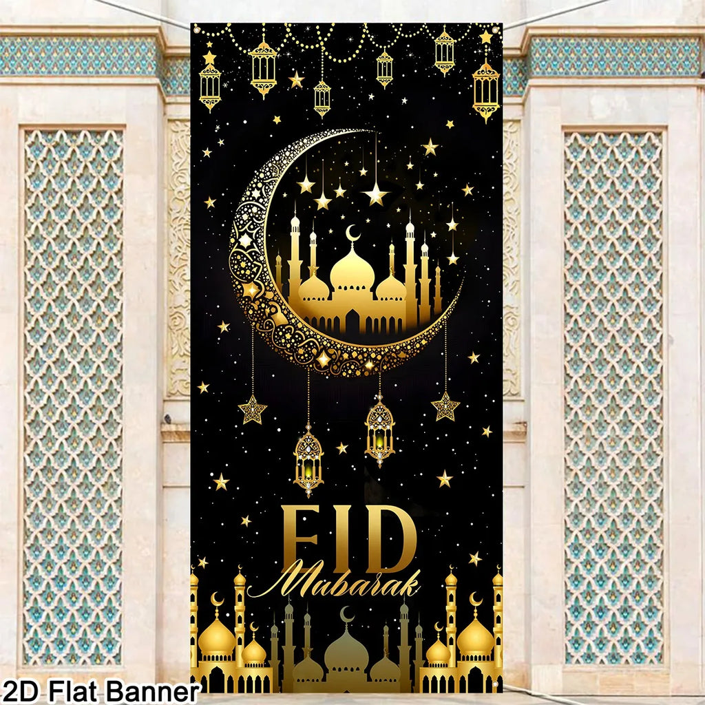Eid & Ramadan Door Banner Hanging Flag Ramadan Decoration 2026 for Home Ramadan Kareem Ramadan Eid Muslim Party Eid Al-Fitr Gift