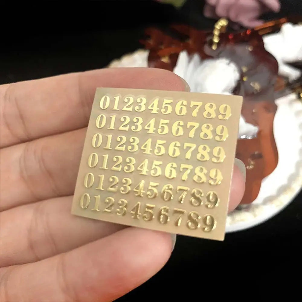 decoration Epoxy Resin Filler English Letters Gold&silver Number Sticker Epoxy filling sticker Labels Stickers Alphabet Sticker