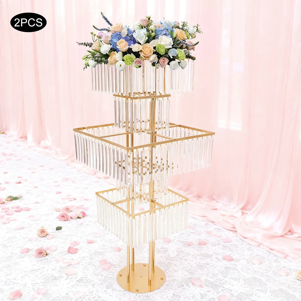2pcs 5-Tier Flower Stand for Wedding Birthday Party Events Flower Vase Stand for Centerpieces Wedding Flower Stand Gold/silver