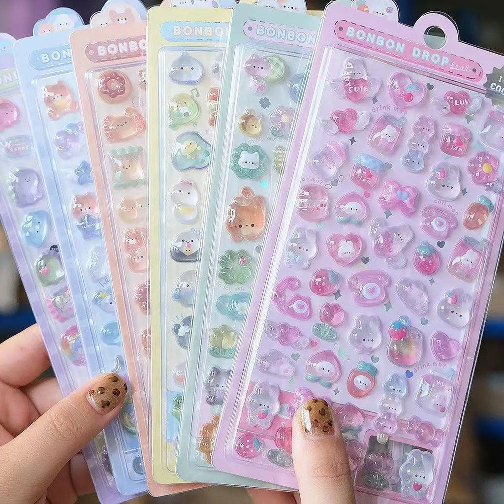 3D Embossed Diamond Stickers Exquisite Cartoon Animals Festival Party Stickers Craft Decals Scrapbooking Decoration Products