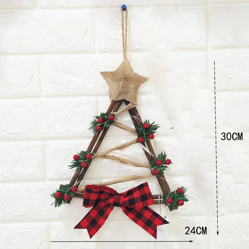 Christmas Snowman Wreath Garland Led Light Door Decoration Artificial Home Window Wall Background Door Hanging Luminous Ornament