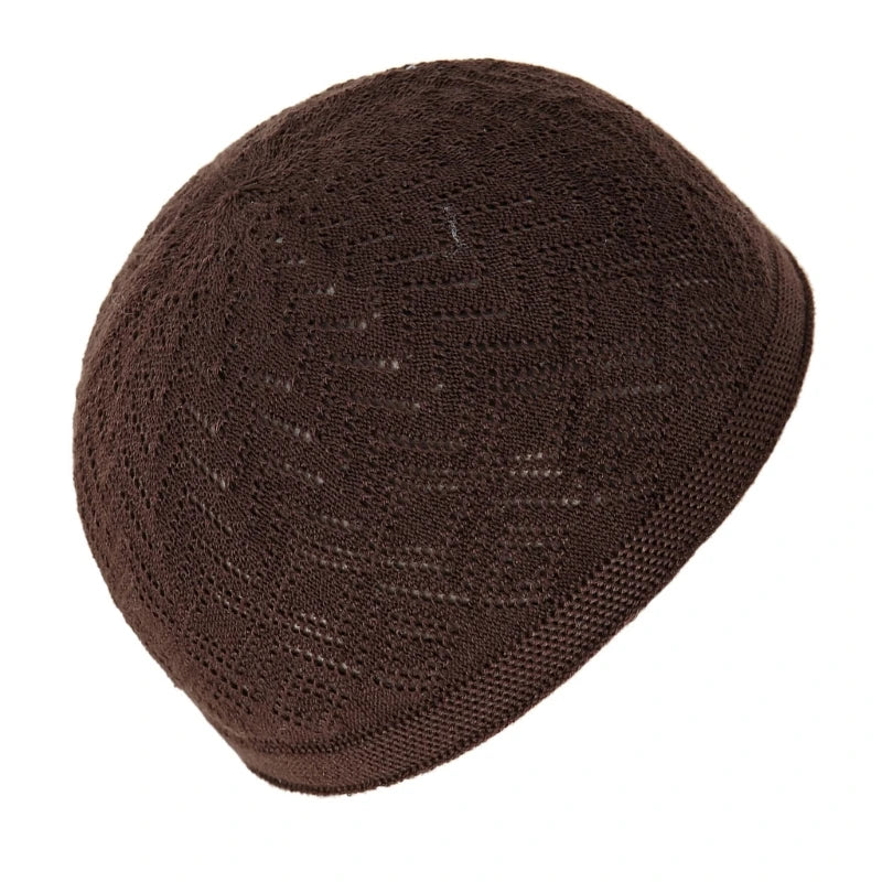 Breathable Muslims Adult Knit Kufi Elastic Hollow out Islamic Knit Kufi Inner Hat Casual Church Pray Lightweight Hat