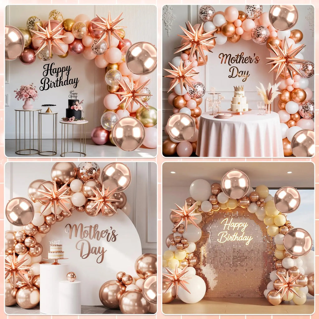 6pcs 22 inch 4D Big Round Exploding Star Foil Balloons Anniversary Birthday Wedding Theme Party Decoration Balloons