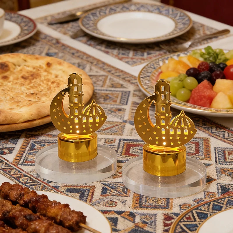 Ramadan Iron Candlestick Candlestick Star Moon Desktop Decoration Display Rack Eid al Fitr Party Table Decoration Lantern Stand