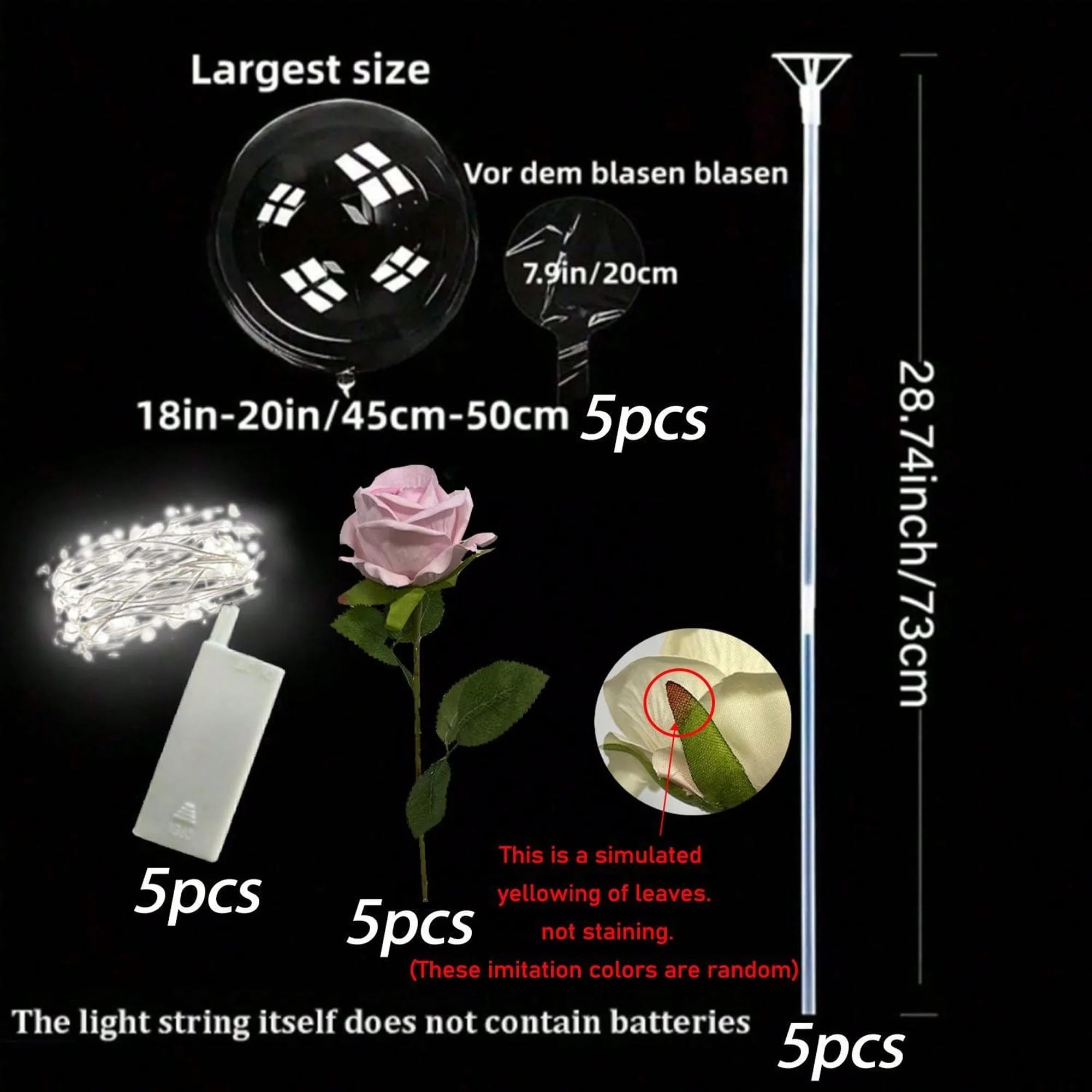 LED light rose bouquet transparent wave balloon, suitable for weddings, anniversaries, birthdays, Valentine's Day, bridal shower