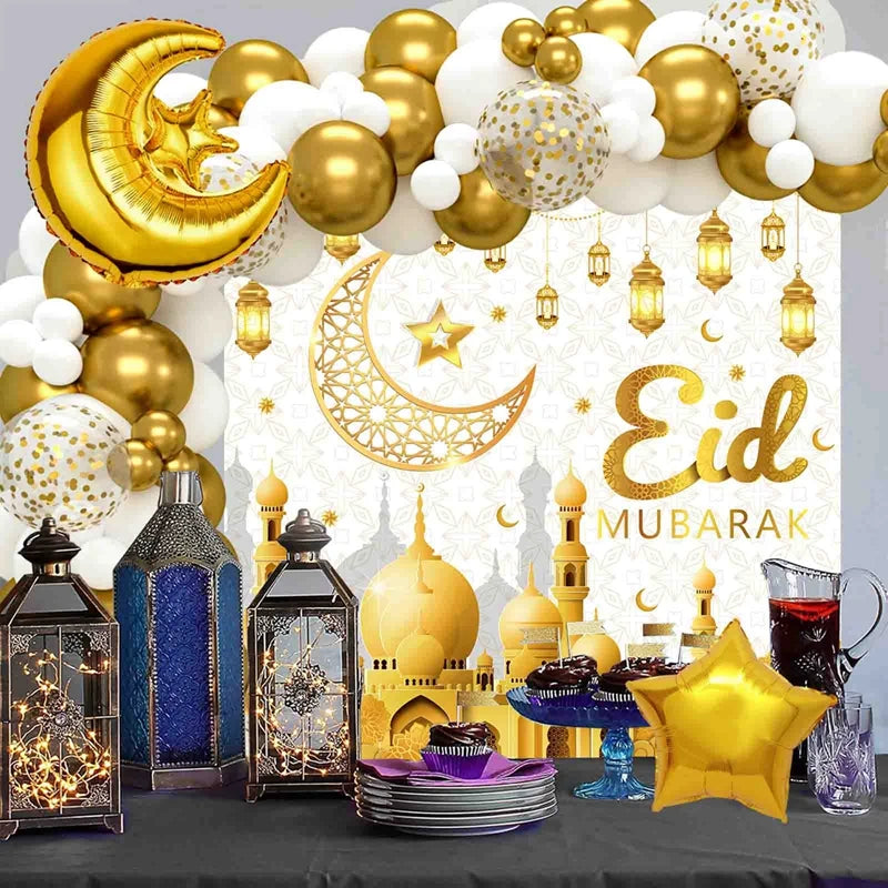 Ramadan Party Balloon Suit Eid Al-Fitr Party Decoration Backdrop Islamic Muslims Background Islamic Muslim Ornament