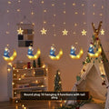LED Moon and Star Window Curtain Lights USB Powered 8 Lighting Modes with Timer Function Ideal for Ramadan Thanksgiving