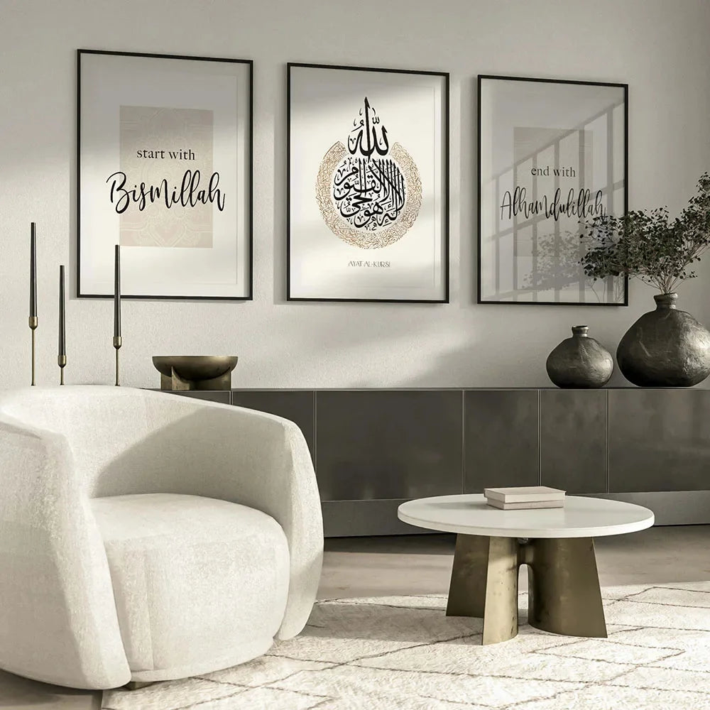 Triad Modern Minimalist Poster Wall Art Islamic Language HD Canvas Paintings Wall Art Prints Posters Living Room Bedroom Decor