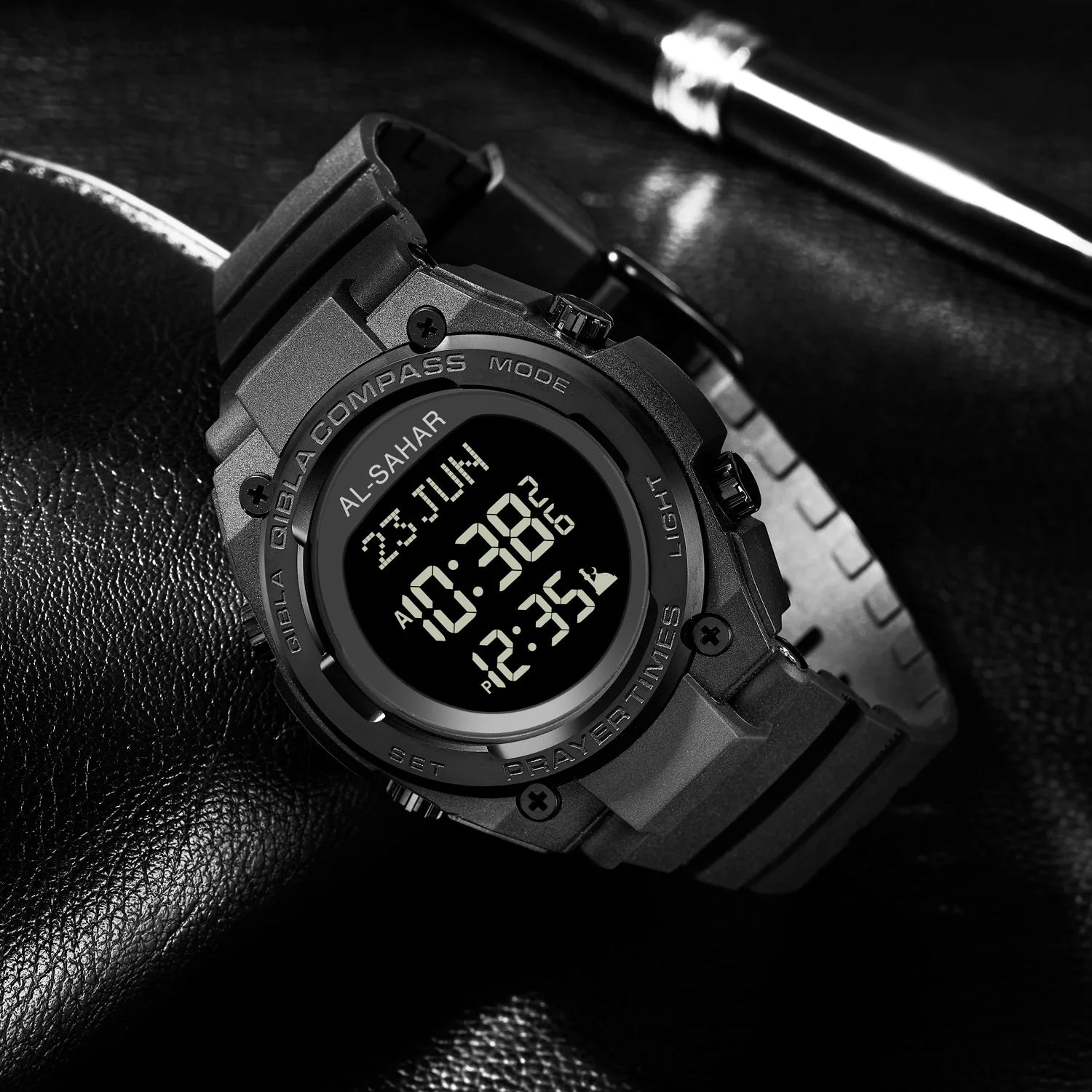 2025 New Arrival Muslim AZAN Watch Digital Sport Alarm AL FAJR Prayer Times Muslim Islamic Arabic Dial Qibla Clock