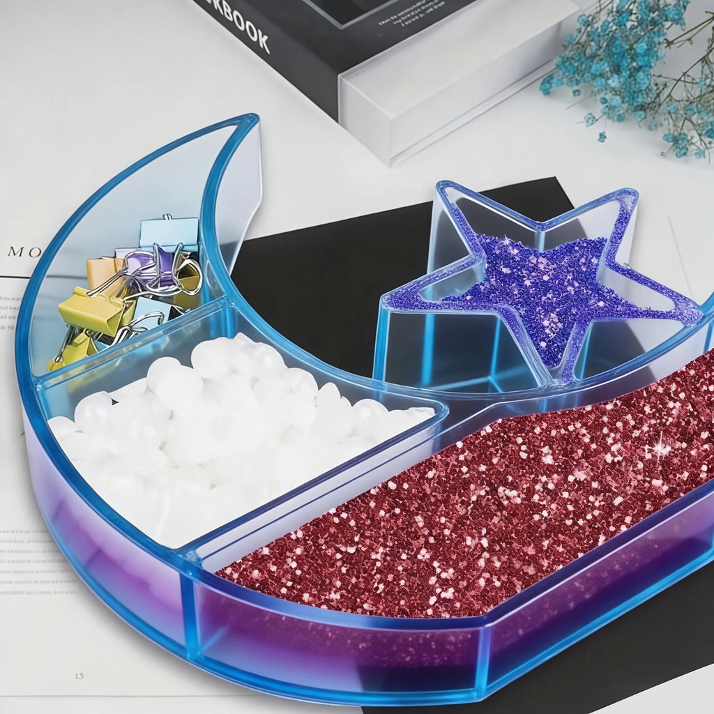 1pc- Moon Star Stand resin mold, New Moon display stand tray silicone mold, DIY jewelry stand storage rack home decoration