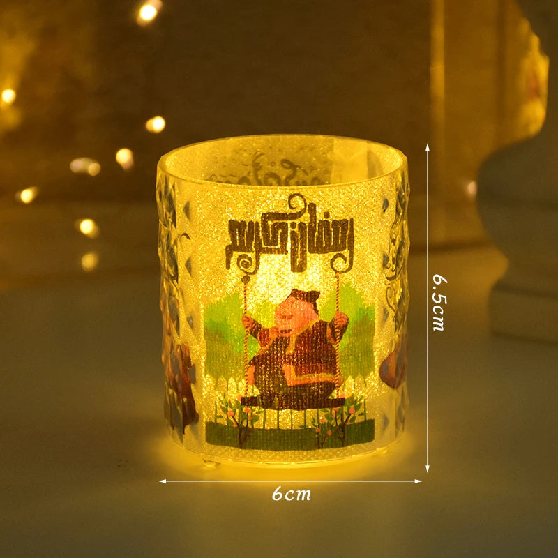 Eid Mubarak Led Candle Lantern Ramadan Kareem Decoration for Home 2025 Islamic Muslim Festival Party Favors Eid Al-Fitr Gift