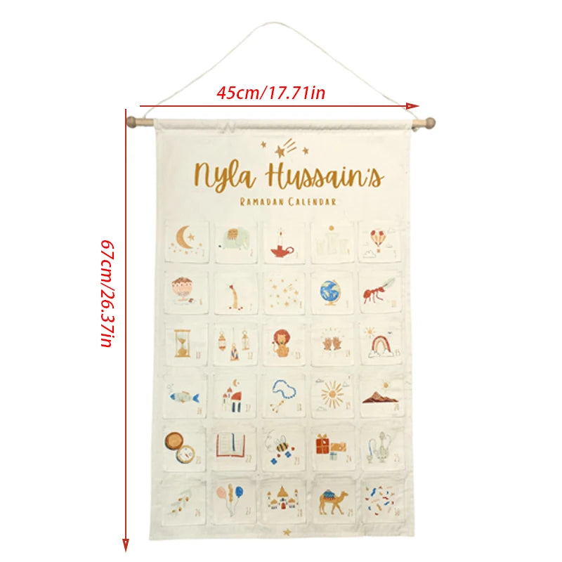 Personalised Name Ramadan Countdown Adventure Themed Calendar Eid Al-Fitr Home Wall Hanging Decoration Gift Holiday Accessories