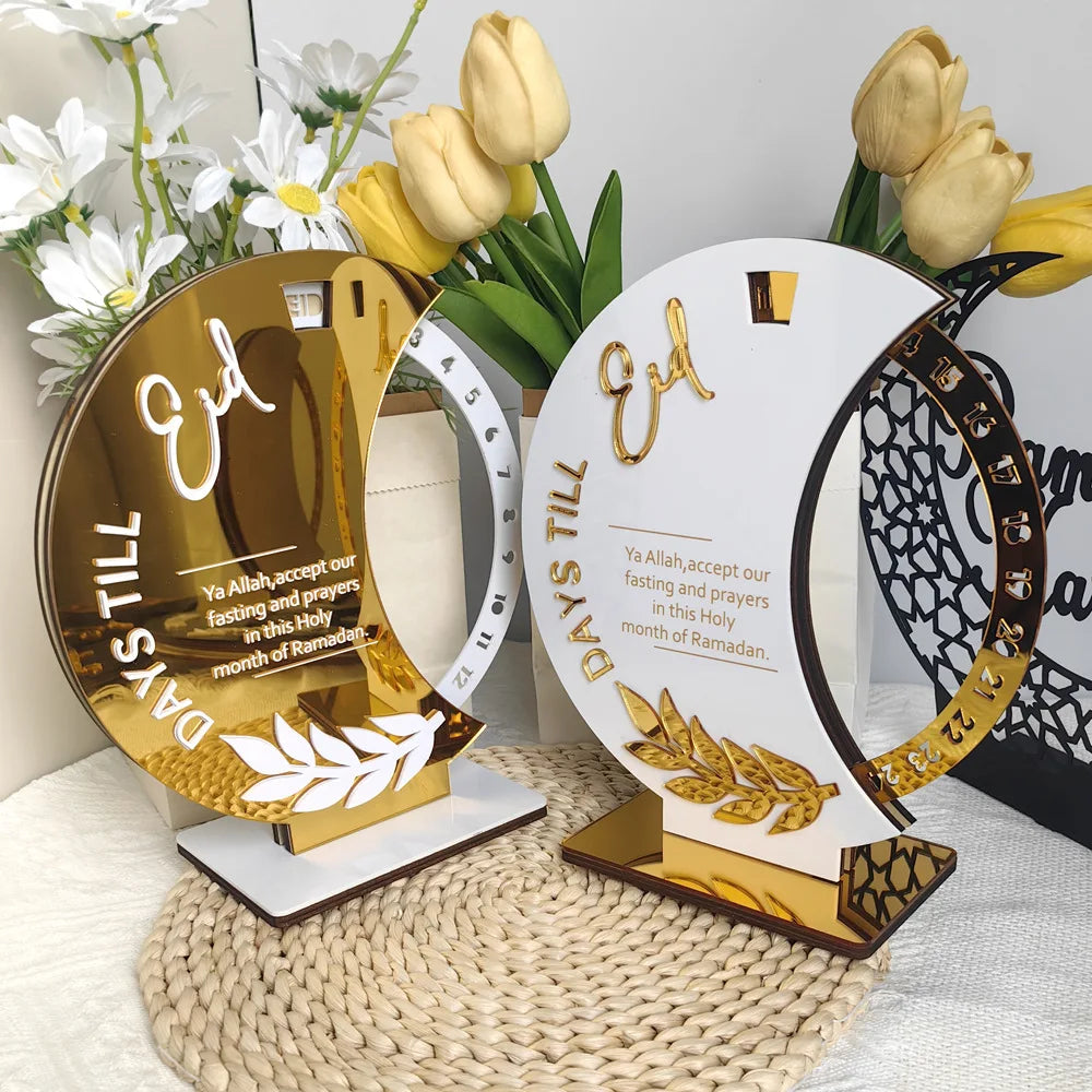 Ramadan Countdown Advent Calendar with Rotatable Wheel Eid Mubarak Table Ornament Islamic 2025 Muslim Party Decoration Kids Gift