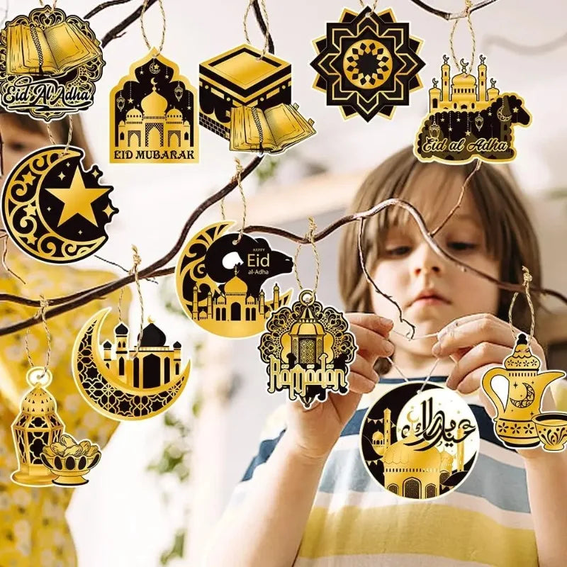 Ramadan Festival Hanging Ornament Moon Stars Castle Design Islamic Muslim Home Decor Party Supplies Mubarak Eid Celebration