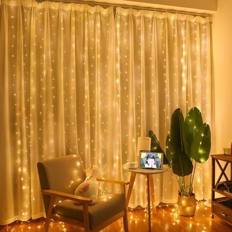 Curtain Lights LED 8 Modes Fairy Light Wedding Valentine's Day USB Plug Curtain Garland Ramadan EID Mubarak Decoration for Home
