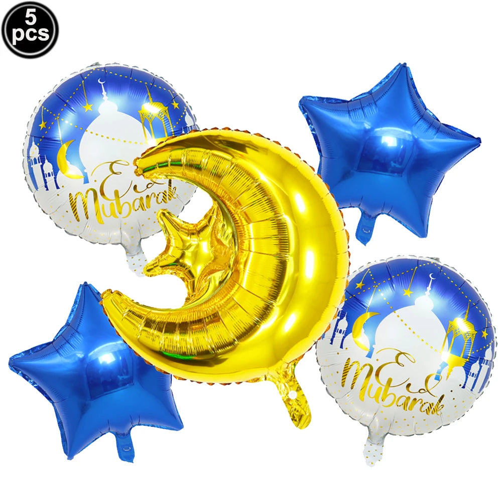 Gold Star Crescent Moon Lantern Ramadan Garland EID Decoration Happy Ramadan Mubarak Party Decor  Islamic Nights Party Supplies