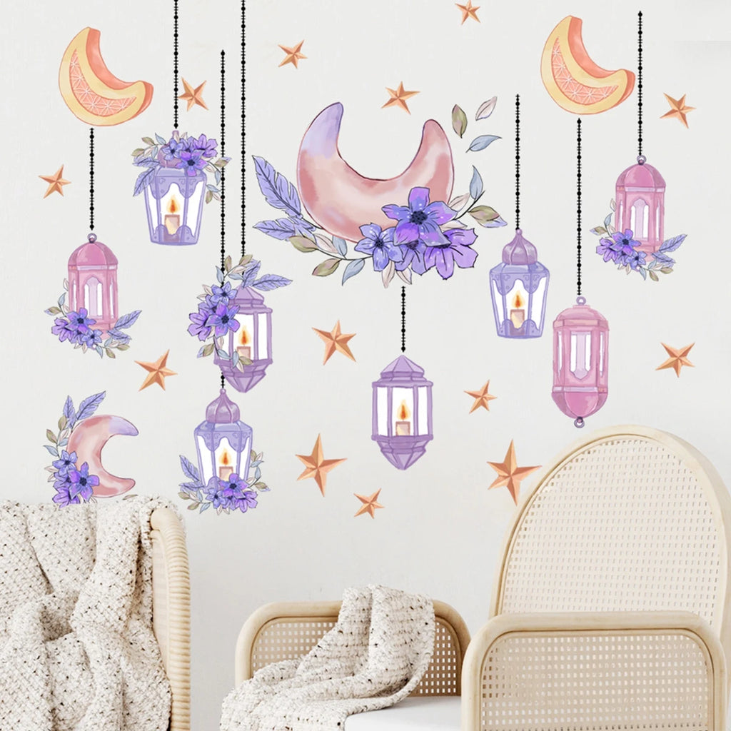 Eid Mubarak Wall Window Stickers Ramadan Decorations for Home 2025 Ramadan Kareem Islamic Muslim Party Decor Eid Mubarak Gifts