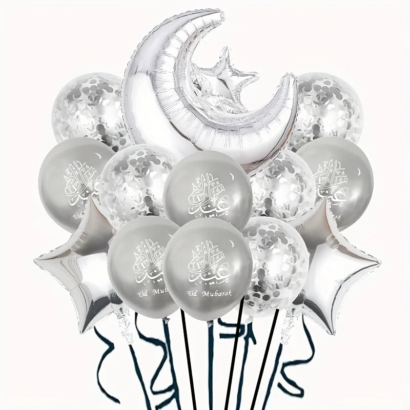 11pcs Eid Mubarak Ornament Moon Star Foil Balloon Colorful Ramadan Home Decoration Kareem Islamic Muslim Party Decor Supply