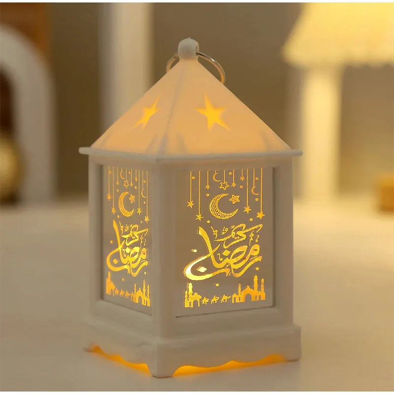 Eid Mubarak LED Lantern Ramadan Decoratives Creative Lamp with Moon Star Design Muslim Festival Party Modern Home Decor Gift