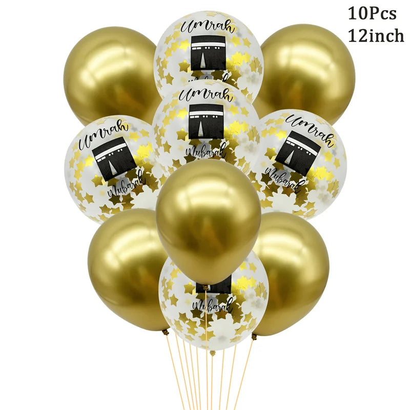 Gold Umrah Mubarak Star Confetti Balloons Ramadan Kareem Decoration Eid Mubarak Muslim Islamic Party Home Eid al-fitr Supplies