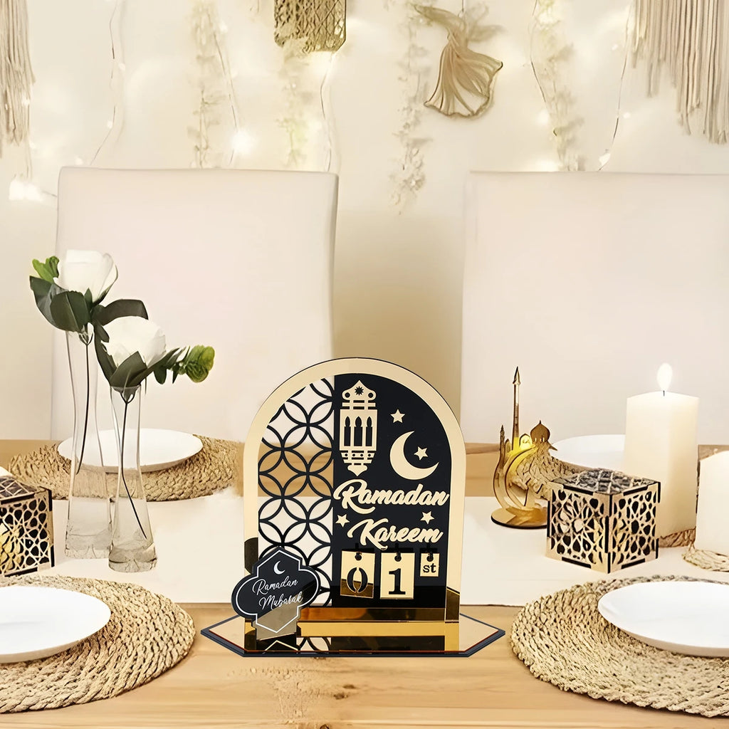 Ramadan Kareem Countdown Calendar Ornament Eid Mubarak Decoration 2025 For Home Muslim Islamic Festival Eid Al-Fitr Party Favors