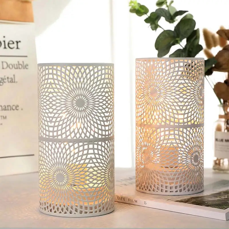 2Pcs/set  Battery Powered Table Lamp Modern Nordic Cylinder Lamp for Warm Light with LED Edison Style Bulb Wedding Home Decor