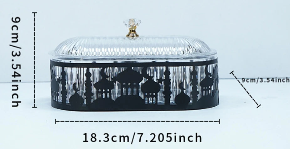 Eid Mubarak Candy Snack Jar Ramadan Kareem Decorations For Home 2025 Islamic Muslim Al-Fitr Party Supplies Star Moon Tray
