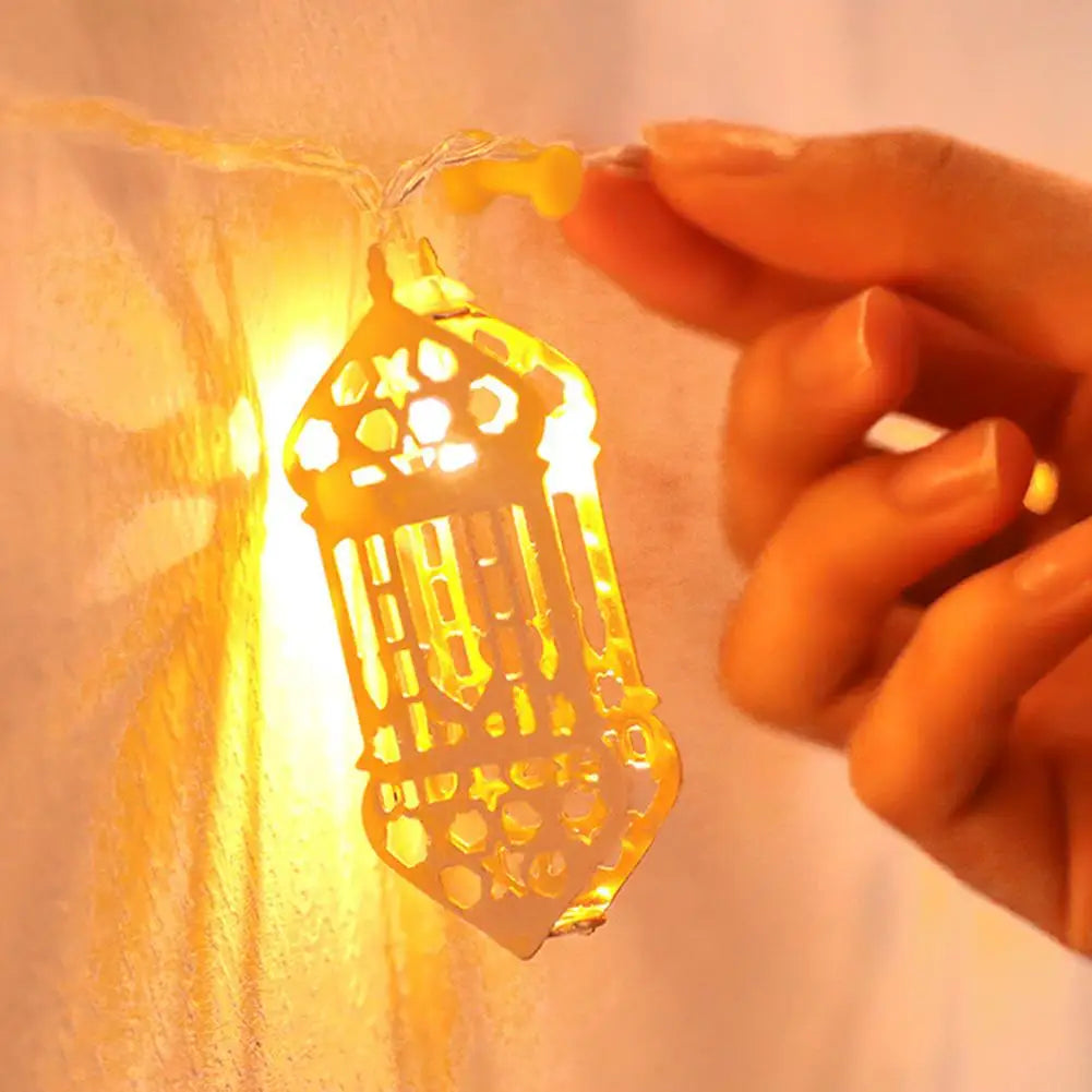 1.5M 10LED EID Mubarak String Lights Islam Muslim Festival Party Decor Moon Star Castle Lantern Ramadan Home Party Decoration