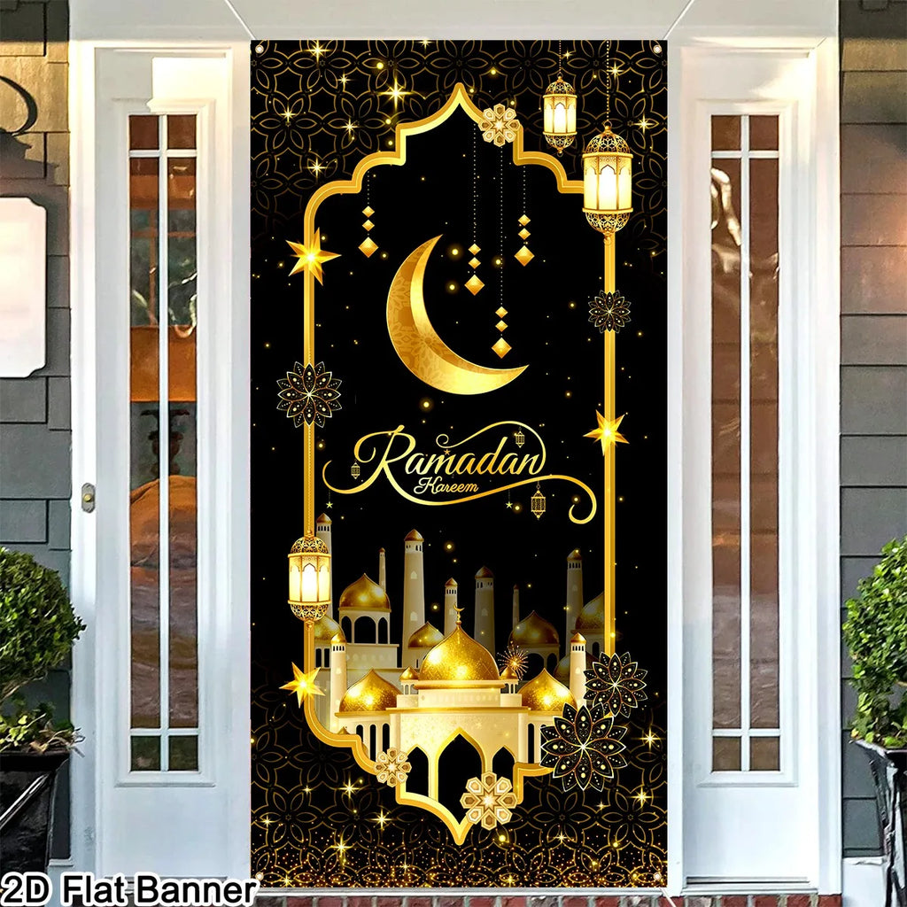 Eid & Ramadan Door Banner Hanging Flag Ramadan Decoration 2026 for Home Ramadan Kareem Ramadan Eid Muslim Party Eid Al-Fitr Gift