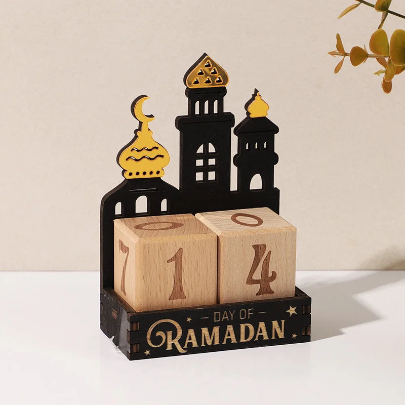 Ramadan Wooden Countdown Calendar Home Table Ornaments Islamic Muslim Party Gift 2026 Eid Mubarak Calendar Blocks Diy Decoration