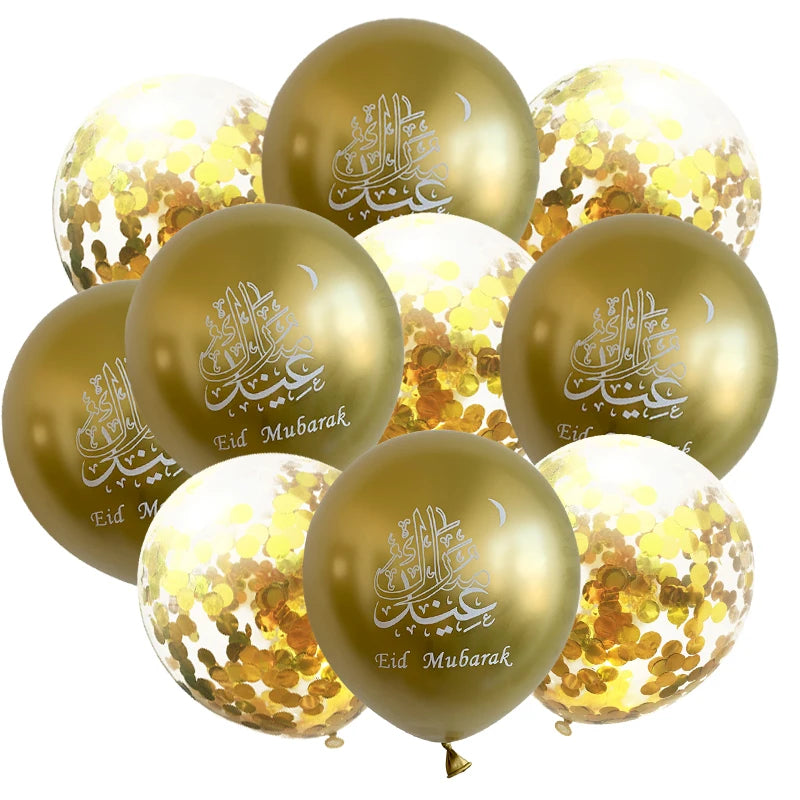 10Pcs Eid Mubarak Latex Balloon Ramadan Kareem Decoration Air Globos Ramadan Mubarak Muslim Islamic Festival Party Supplies 2024