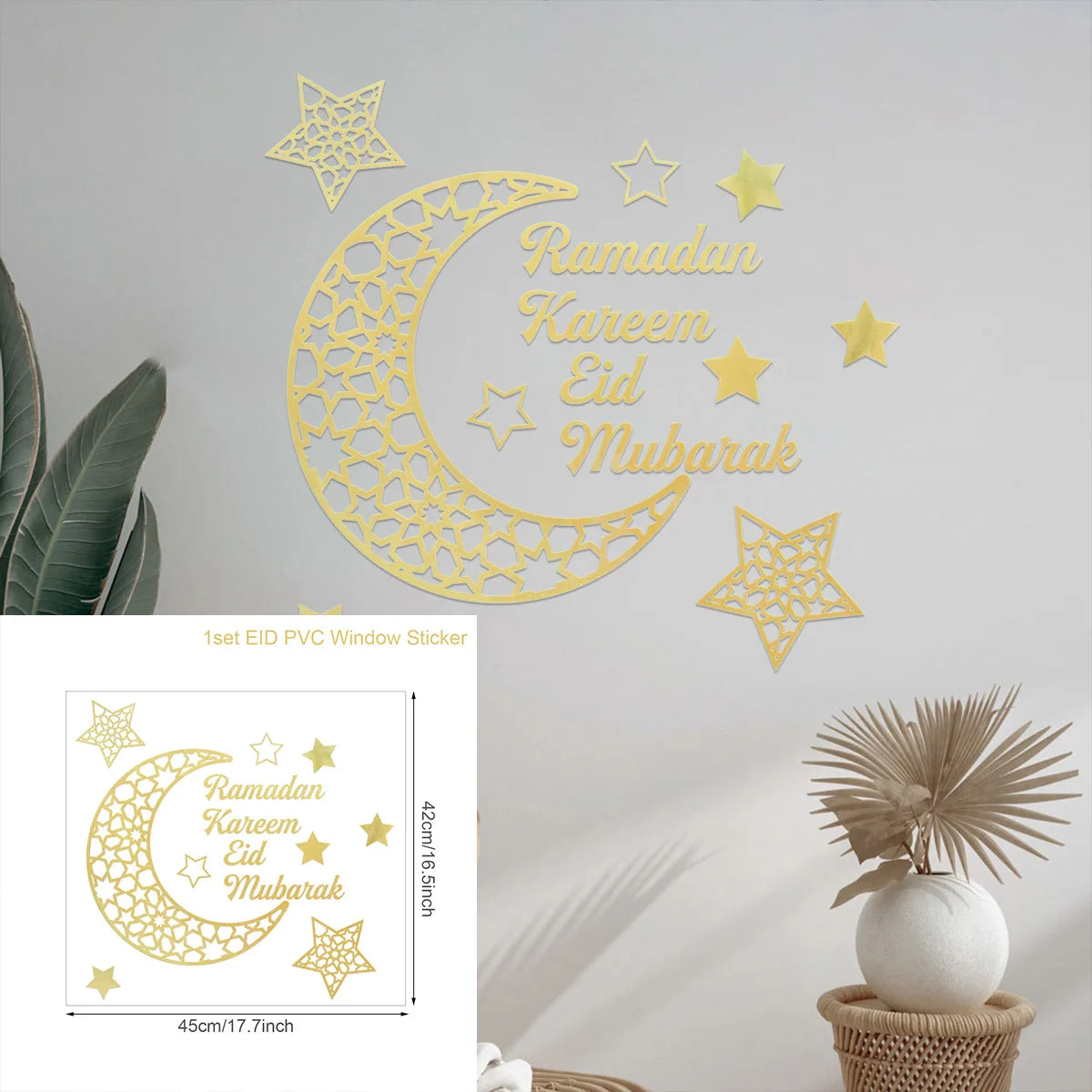 Eid Mubarak Window Sticker 2025 Kareem Ramadan Decor for Home Ramadan Mubarak Wall Sticker Islamic Muslim Wall Decals Decor
