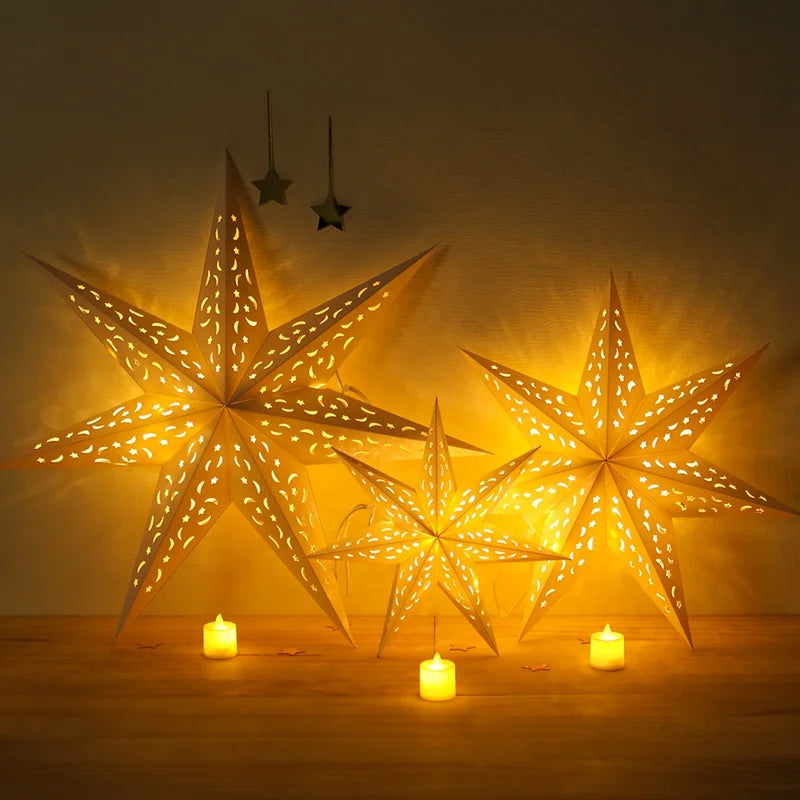 30-75cm Hollow Star Hanging Pendant Eid Mubarak Christmas Ramadan Decoration 2024 Islamic Muslim Party Decor Ramadan Kareem Gift