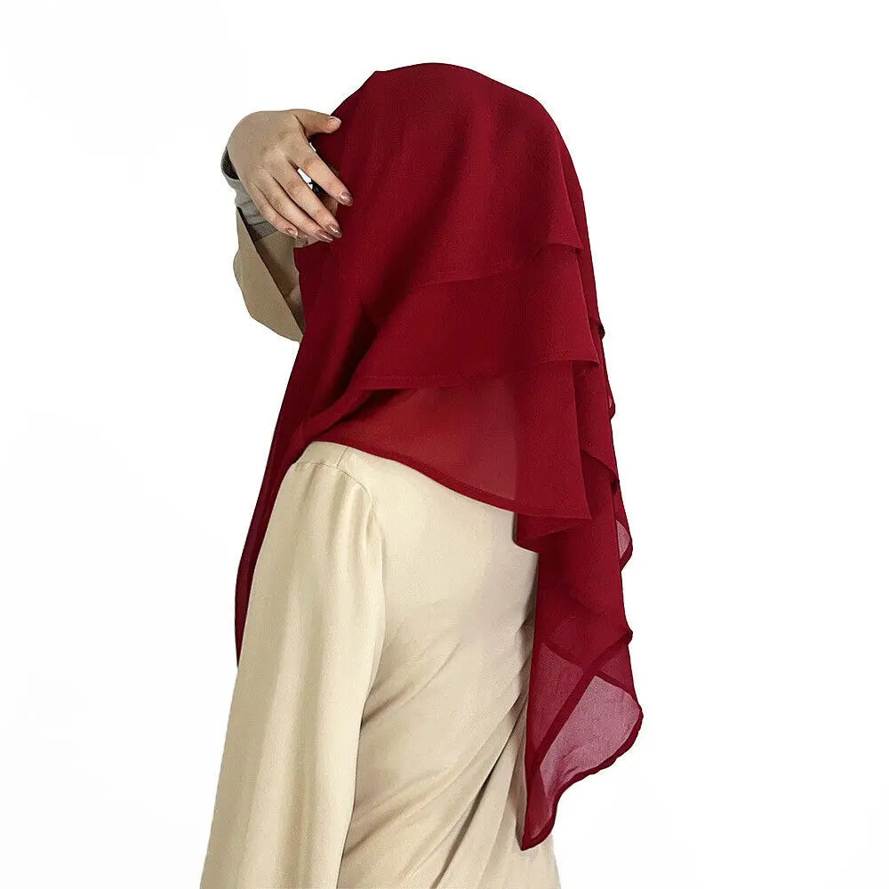 Chiffon Full Cover Scarf Niqab Women Muslim Summer Amira Hijab Islamic Khimar Arab Eid Ramadan Turban Islamic Solid Color