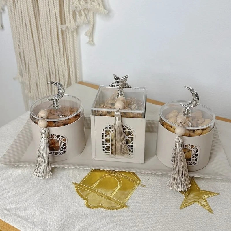 Super 2026 Ramadan Decoration Eid al-Fitr Metal Tray Modern Plate Muslim Family Table Box Decoration