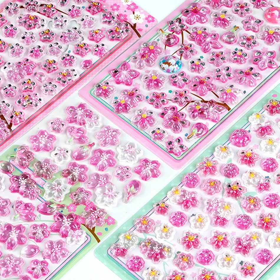 Cherry Blossom Petal Sakura Drop 3D Relief Stickers Scrapbooking DIY Journaling Stationery Diary Decor School Cute Stickers