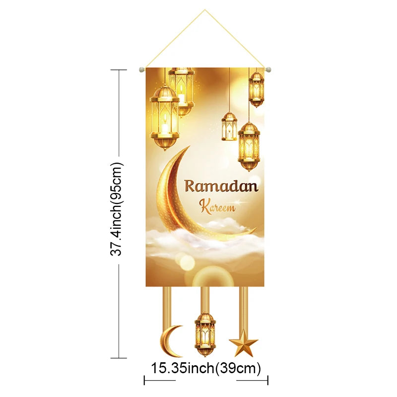 Eid Decorative Banner Islamic Muslim Star Moon Table Flags Ramadan Decorations 2026 For Walls Tables Party Gathering Supplies