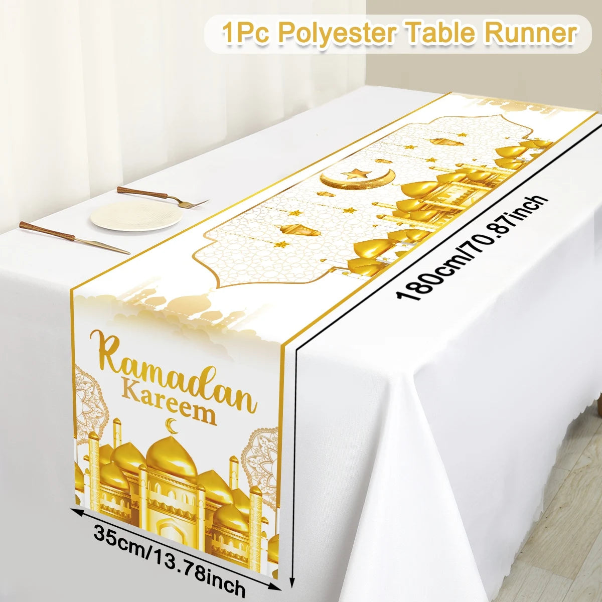 Ramadan Kareem Table Runner Ramadan Decor For Home 2026 Tablecloth Islamic Muslim Party Supplies Ramadan Kareem Eid Al-Fitr Gift