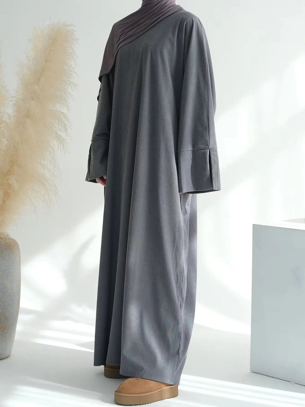 Closed Casual Corduroy Winter Abaya for Muslim Women – Eid 2025 Moroccan Kaftan Caftan Modest Dress