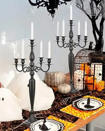5 Arms Black Candelabra for Birthday Candle Holder for Table Centerpiece Wedding 28.54 inch Tall Candlestick Holders for Party