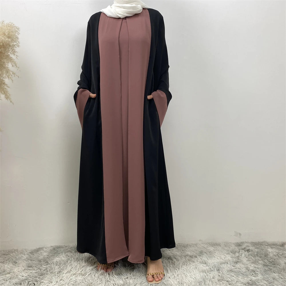 Ramadan Eid Luxury Splicing Two-Piece Style Abaya for Women – Dubai Kaftan Modest Islamic Dress Marocain Femme