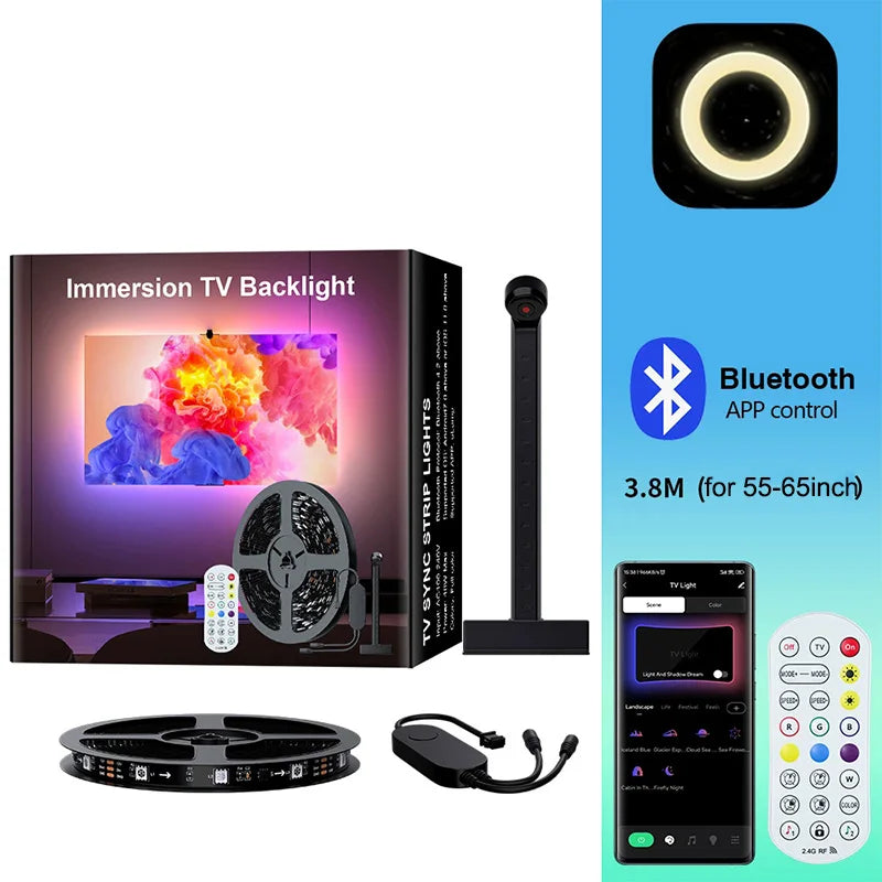 RGBIC LED TV Backlight Strip with AR Sensor Sync to Screen Ambient Lighting APP Control for 35-80 Inch TVs Monitors Gaming Room