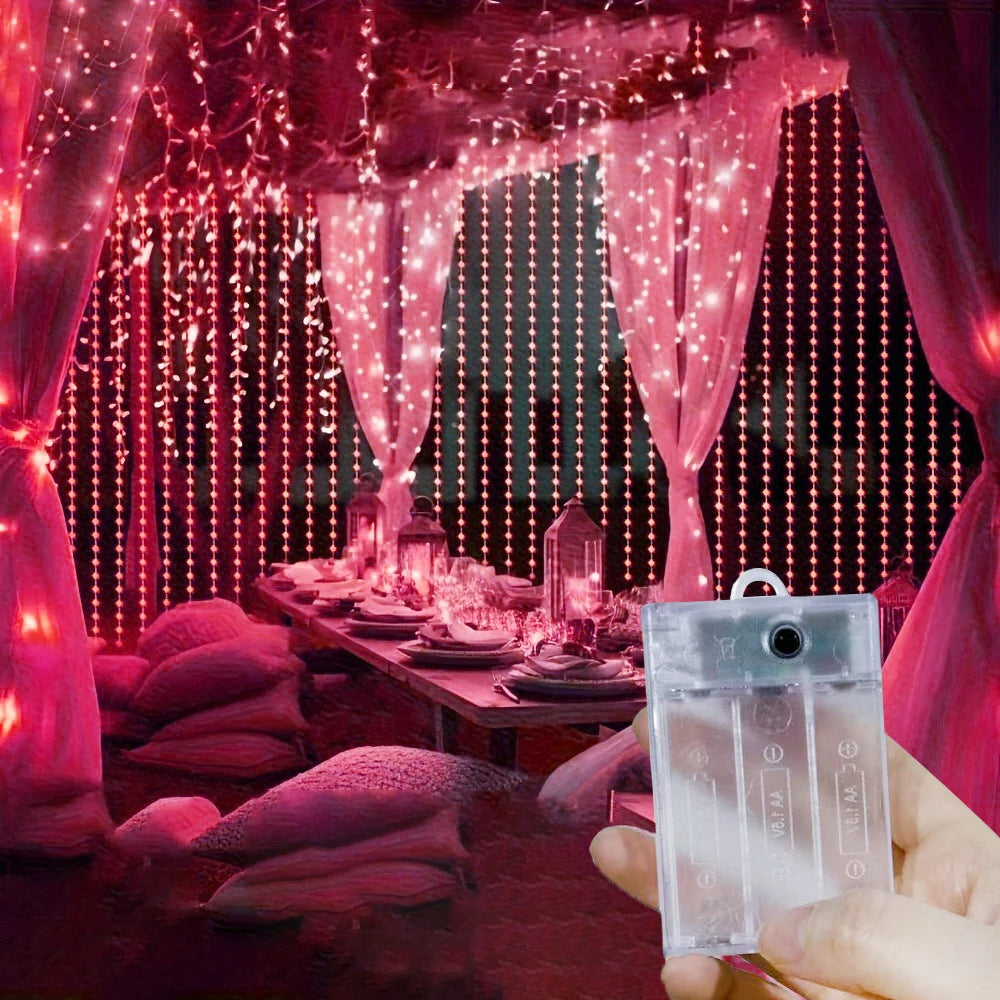 LED Curtain Fairy Light String Battery Power Outdoor Bedroom Decoration Ramadan Home Decoration 2026 Valentine's Day Eid Mubarak