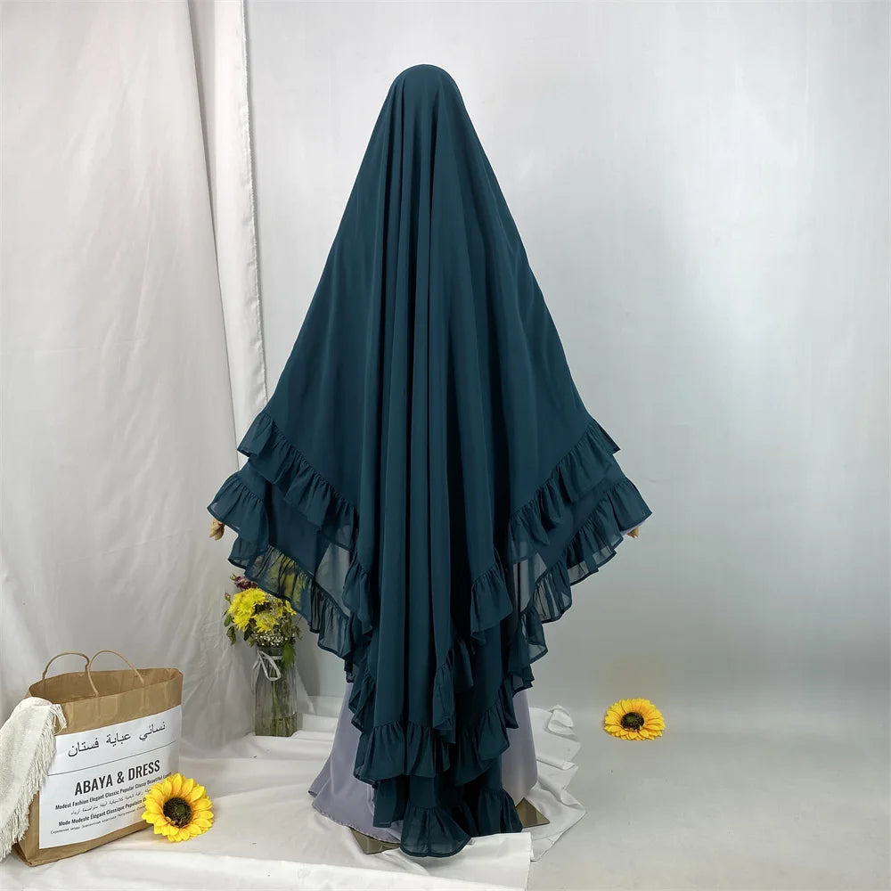Fashion Extra Long Khimar Plain Chiffon Muslim Women Prayer Scarf Dubai Turkish Hijabs Turban Ramadan Niqab Abaya For Women