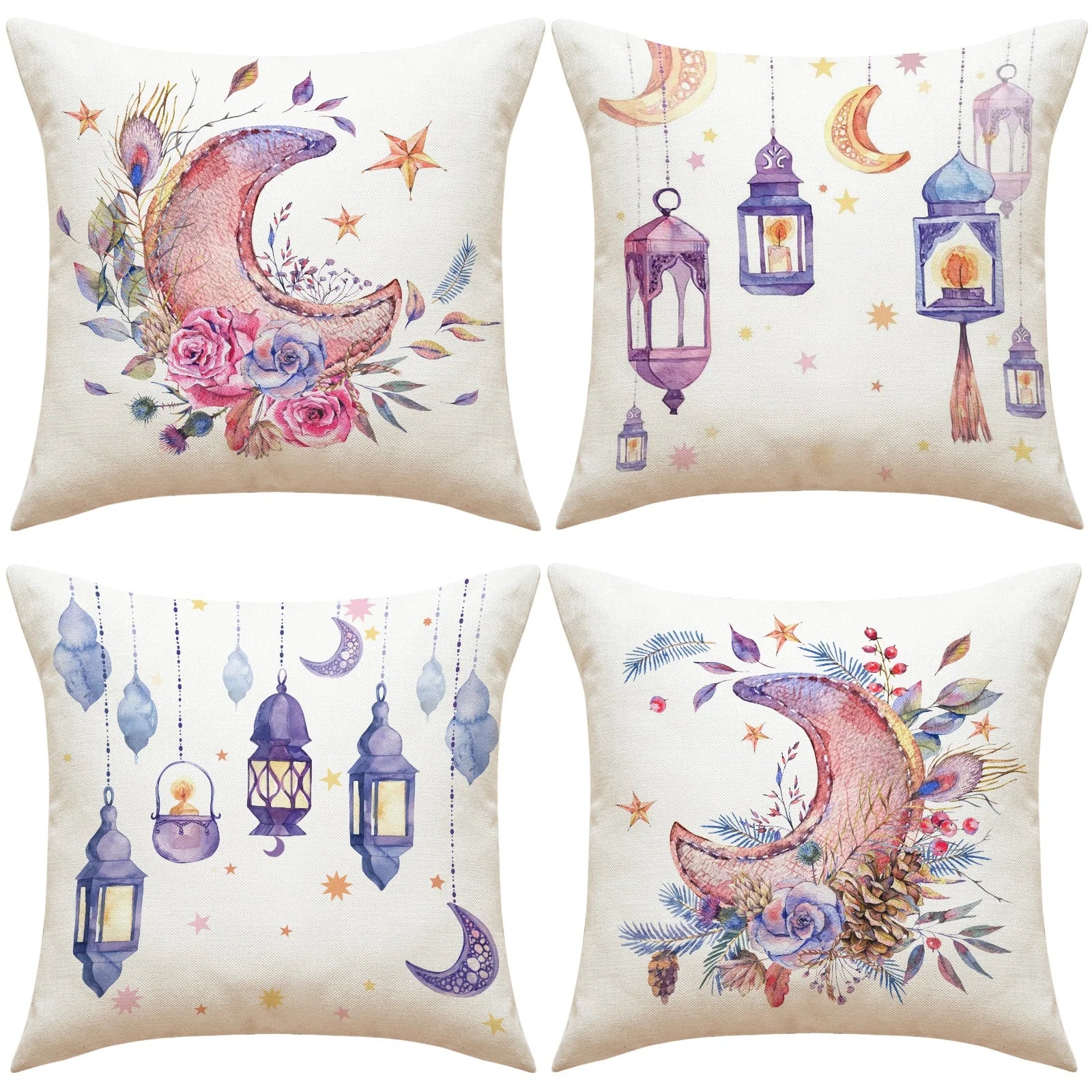 EID Mubarak Decor Cushion Cover Ramadan Decor for Home 2026 Islamic Muslim Ramadan Kareem EID Al Adha Gift Sofa Pillowcase 4Pcs