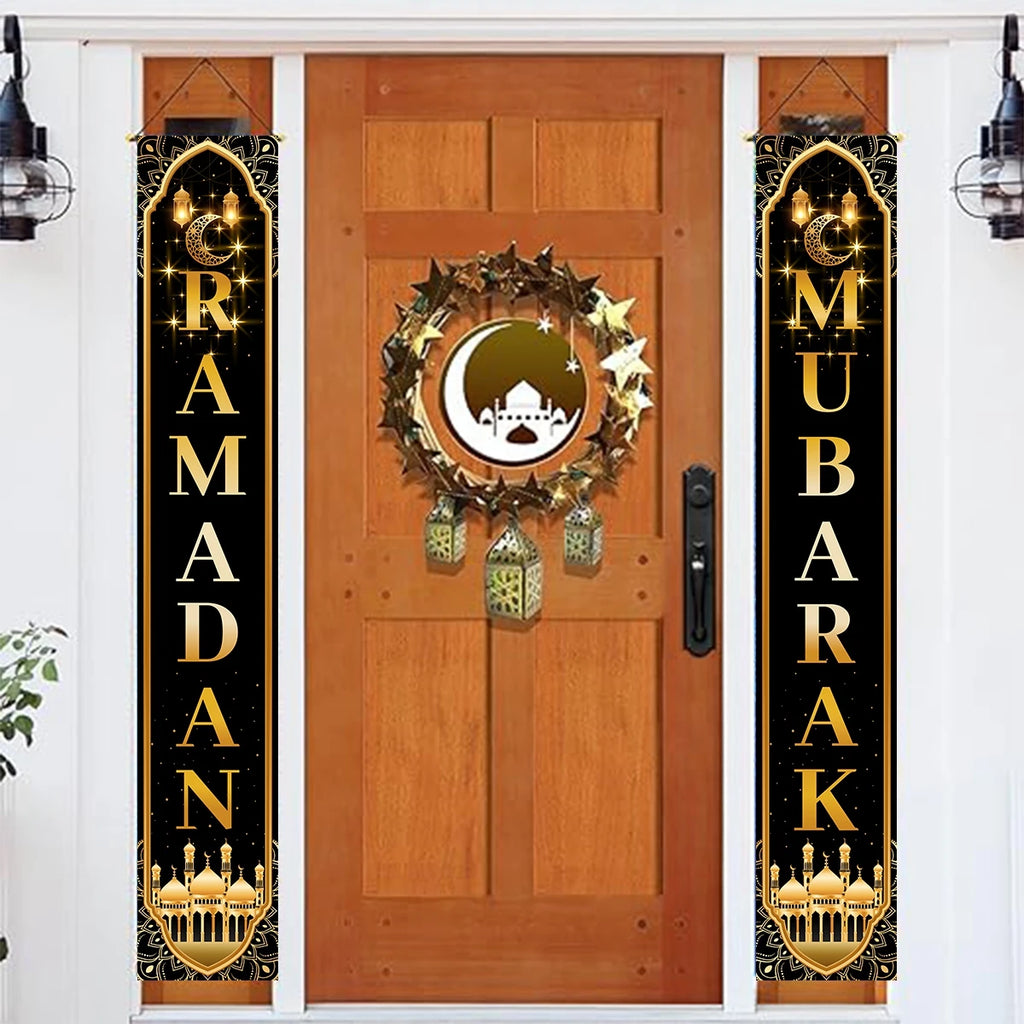 Eid Mubarak Door Banner Ramadan Decoration 2025 for Home Mubarak Ramadan Kareem Islamic Muslim Party Decor Eid Al Adha Gifts