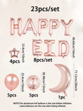 23pcs Rose gold Ramadan balloon set, suitable for celebrating Ramadan Kareem, Eid Mubarak, Ramadan parties.