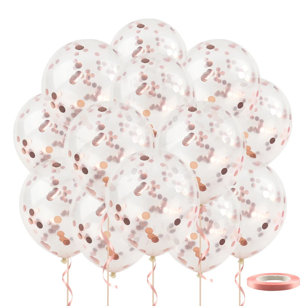 20pcs 12inch Confetti Metallic Metal Balloons Gold Blue Pink Latex Ballon Wedding Birthday Party Decoration Baby Shower Globos