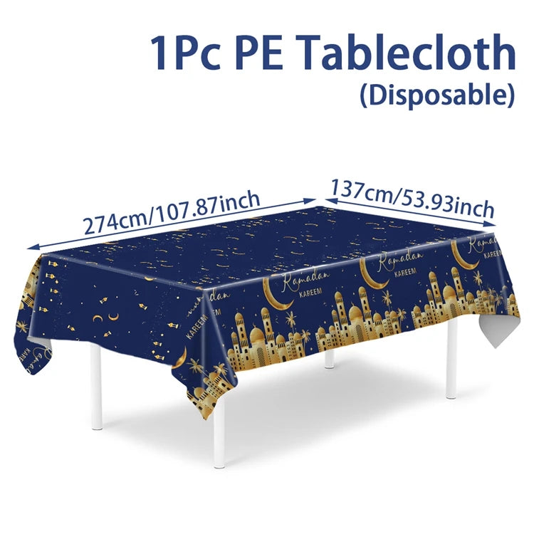 Eid Mubarak Tablecloths Ramadan Decoration 2025 for Home Islamic Muslim Party Decor Ramadan Kareem Tableware Eid Al Adha Gifts